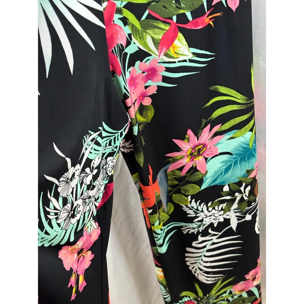 Attitudes by Renee Floral Jumpsuit Black Pink 3/4 Sleeve Petite Small NWT - Picture 5 of 6